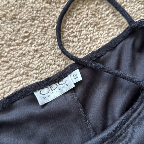 Vintage 90s Y2K Black Slip Mini Sequin Trim Cami Tank Bodycon Whimsigoth Dress - Picture 6 of 8